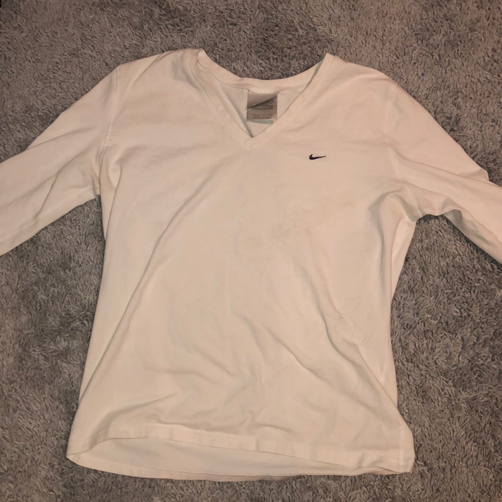 White nike v-neck long sleeve